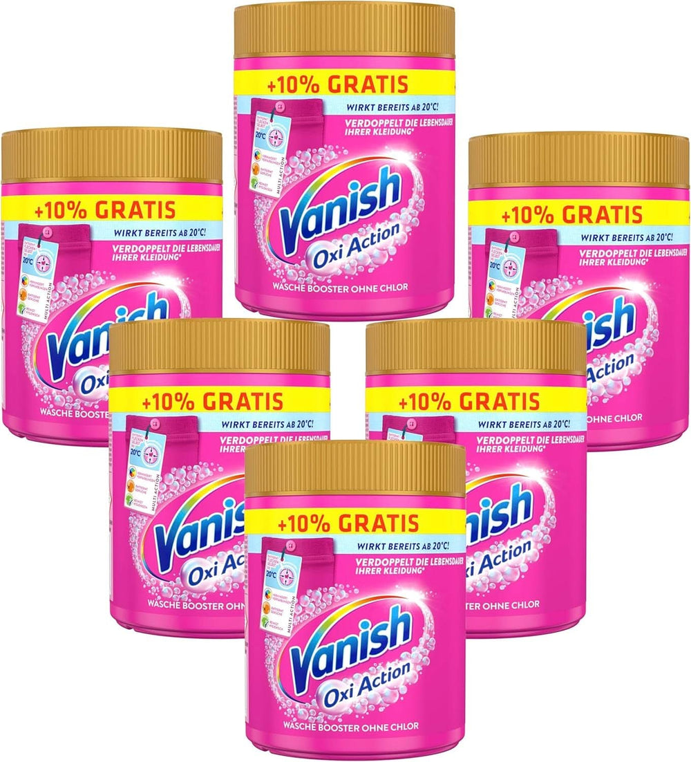 Vanish Oxi Action Powder Pink - 1 X 1,65 Kg - Polvo quitamanchas y mejorador de la ropa sin cloro - para ropa de color Detergentes para ropa Naty Shop Set 6 x 605 gramos