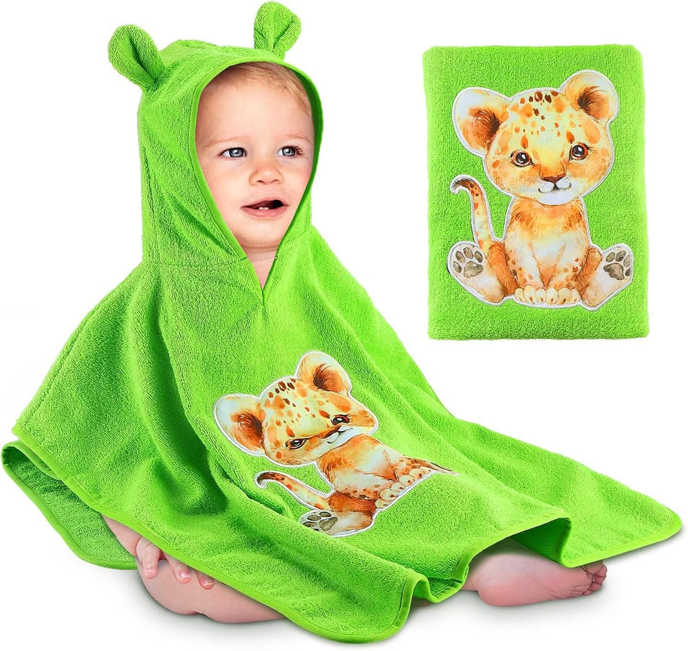 Poncho de baño infantil Oeko TEX, 100% algodón Madre e Niño Naty Shop Leul Verde