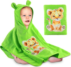 Poncho de baño infantil Oeko TEX, 100% algodón Madre e Niño Naty Shop Leul Verde
