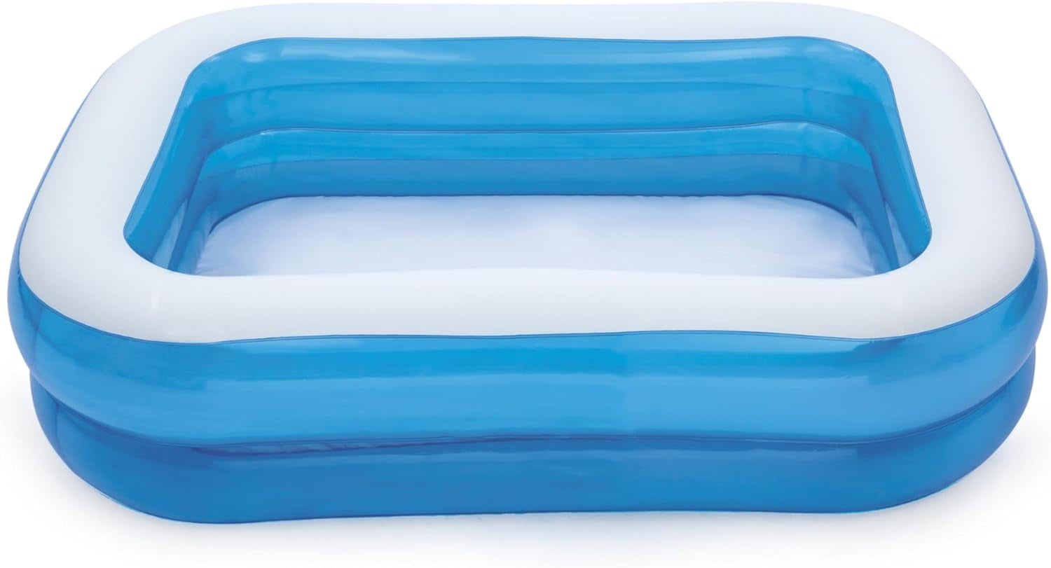 Bestway - Piscina Hinchable Rectangular Blue Deluxe, 211 x 132 x 46 cm, Azul/Blanco