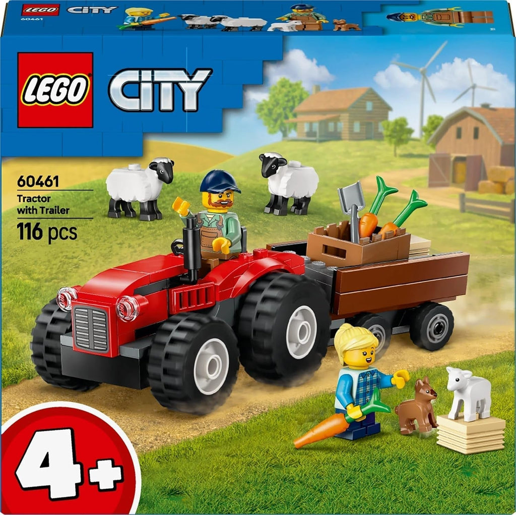 Tractor LEGO City cu remorcă - Jucărie de fermă cu tractor și figuri de animale - seturi de joacă Montessori pentru băieți și fete de la 4 ani - cadou cu 2 minifigurine 60461 Seturi de constructie Besuche den LEGO-Store