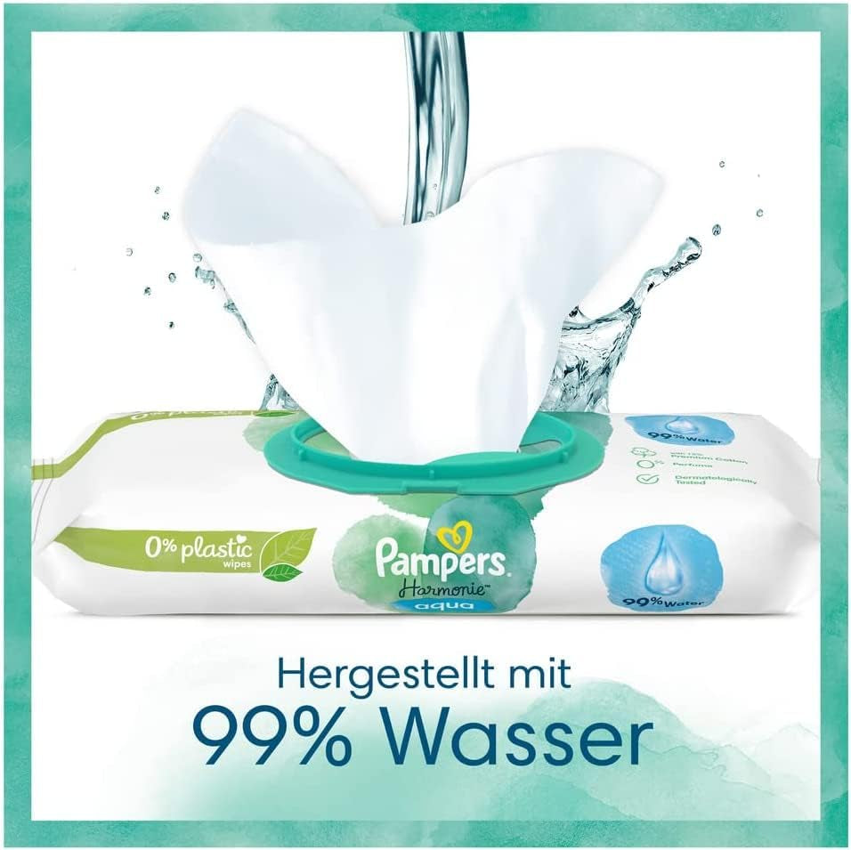 Juego de Pañales para Bebé Harmonie Talla 2 (4-8 kg, 240 Piezas) CAJA MENSUAL y Caja de Toallitas Húmedas para Bebé Harmonie Aqua 720 Toallitas (15 x 48), Baby Essentials