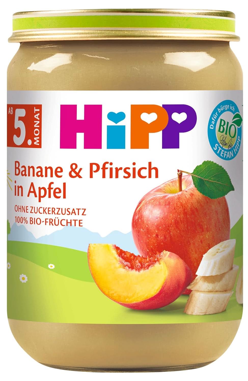 Hipp Para Pequeños Gourmets, Nectarinas en manzana y mango, sin azúcar añadido, 6 X 190 gramos Madre e Hijo Naty Shop 6 x 190 gramos Plátano, melocotón, manzana