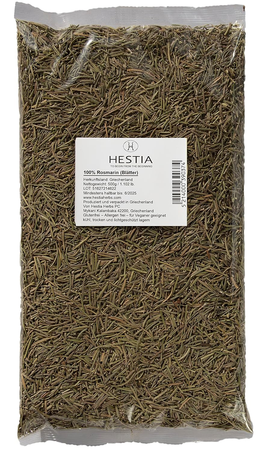Hestia Herbs Griechischer getrechtenter Orégano 500 g, Libre de alérgenos – Vegano – Libre de GVO