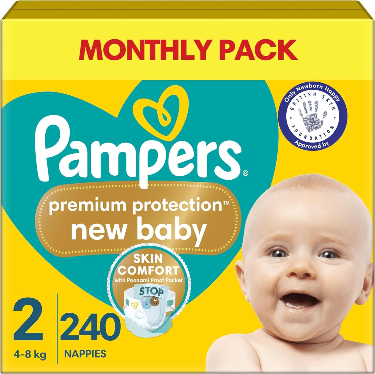 Pampers New Baby talla 1 Recién nacido 2-5 kg ​​Paquete de transporte, paquete de 4 (4 x 23 piezas)