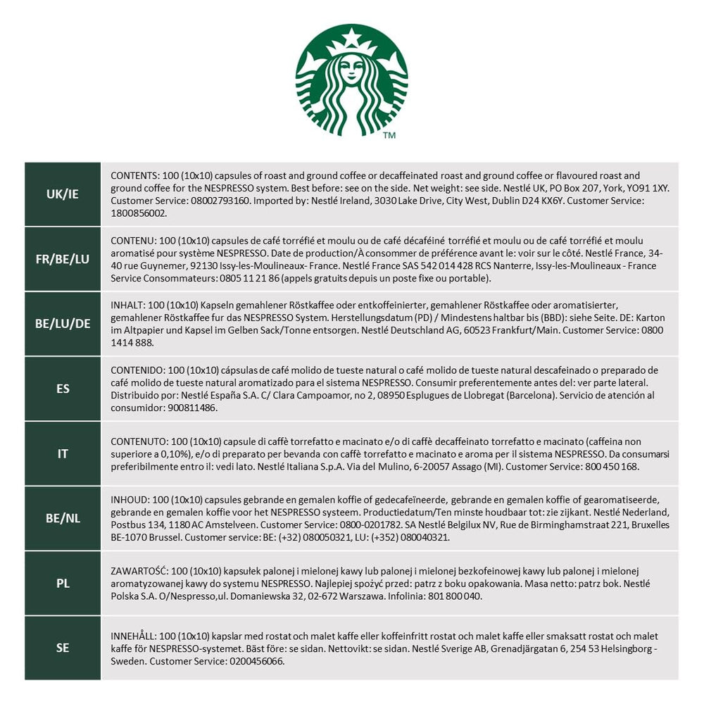 STARBUCKS Single-Origin Colombia by Nespresso, Mittlere Röstung, Kaffeekapseln 10 x 10 (100 Kapseln)