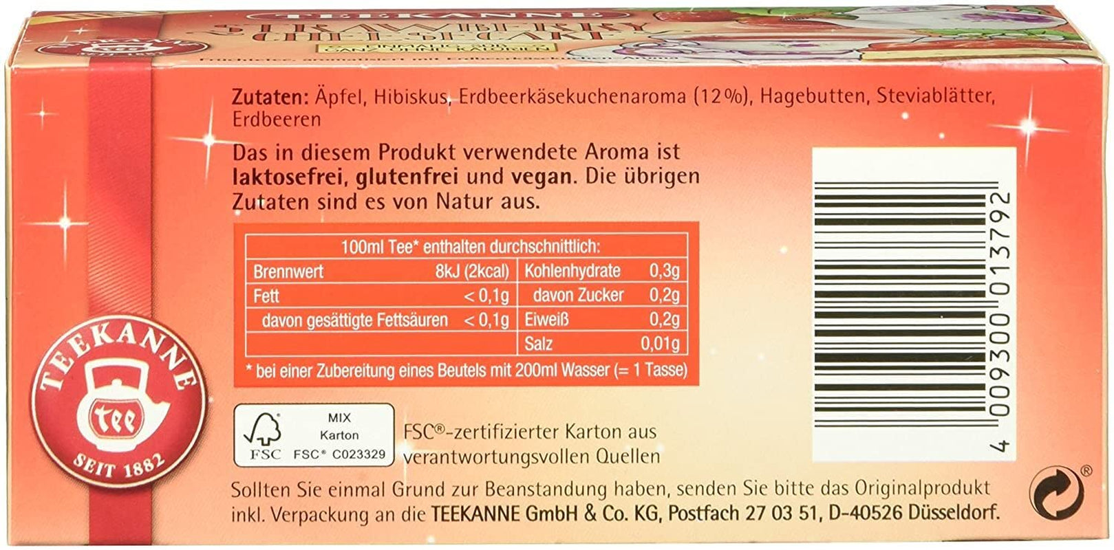 Teekanne Sweeteas Strawberry Cheesecake cu aromă de căpșuni și brânză, pachet de 12 (12 x 18 pliculețe de ceai)