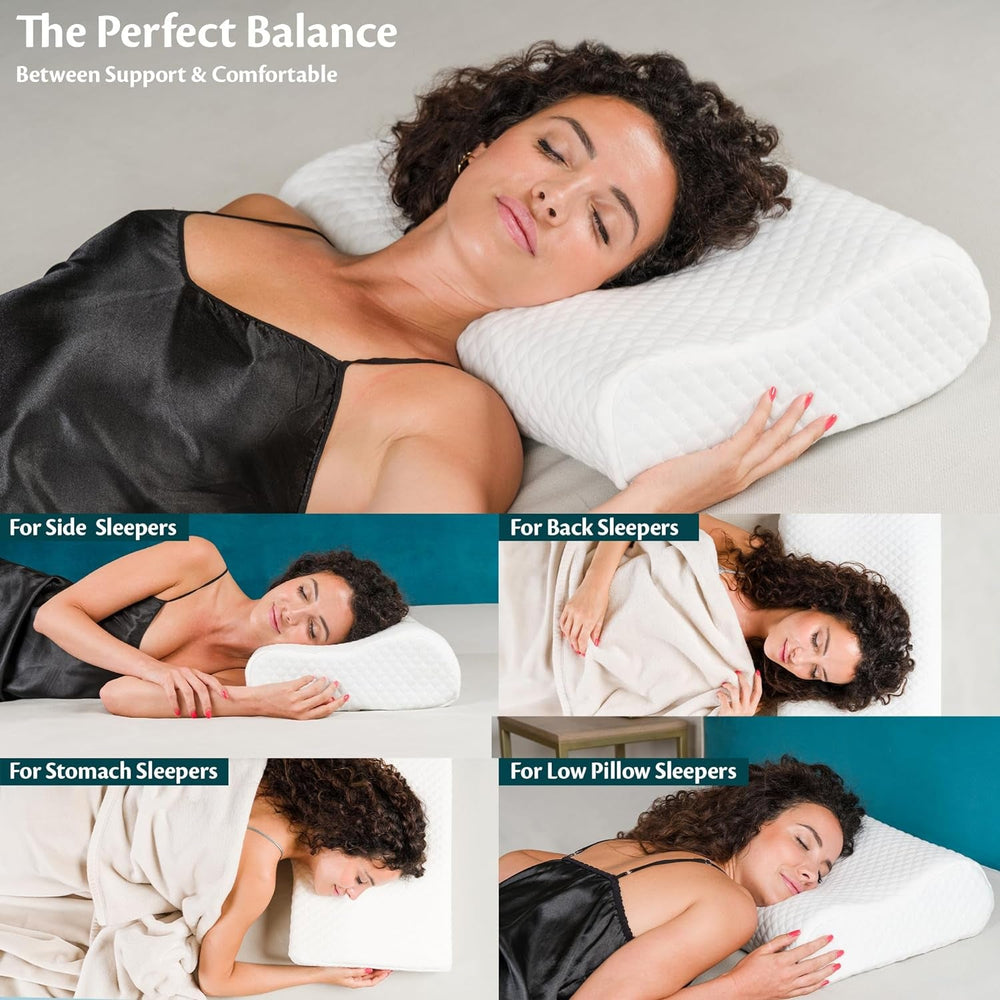 Suport pentru gât Pernă cu înălțime reglabilă din spumă de memorie Pernă ortopedică și ergonomică pentru pat Perna ajută la durerea de gât Suport pentru gât și anti sforăit Polyes lavabil. Capac Perne ortopedice cervicale Naty Shop