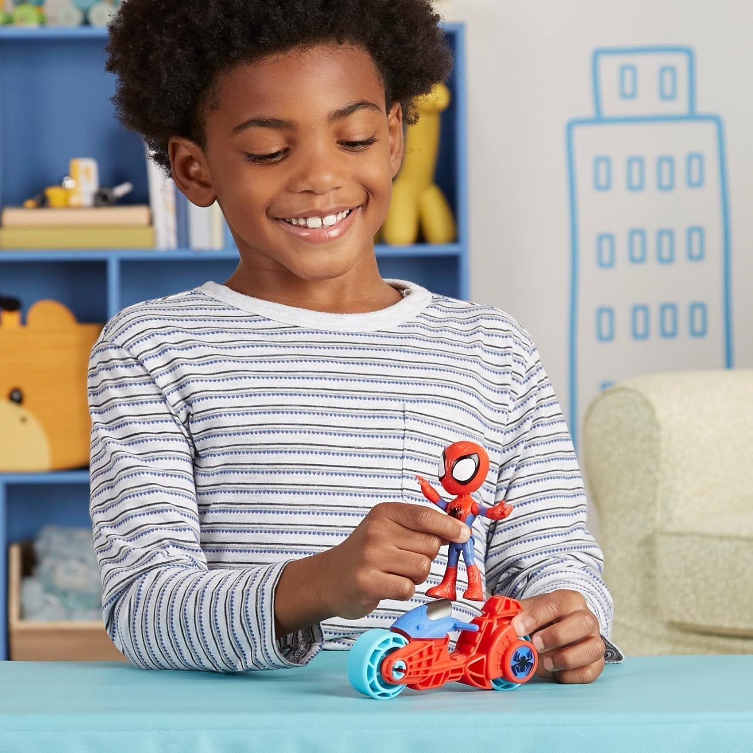 SPIDEY y SUS AMAZING FRIENDS Figura de Moto Spidey de Marvel, Juguete para niños y niñas de 3 años en adelante Figuras de acción Naty Shop