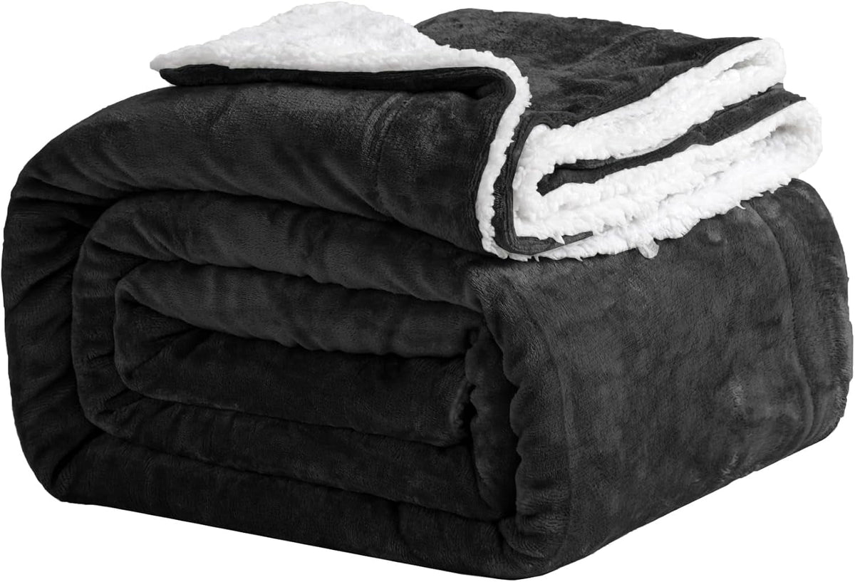 Manta acogedora 150X200Cm negro Manta polar Living Sherpa manta sofá tiro sofá Cálido invierno suave manta (negro, 150X200Cm) Good Nite Beds and Blankets Negro 150X200Cm