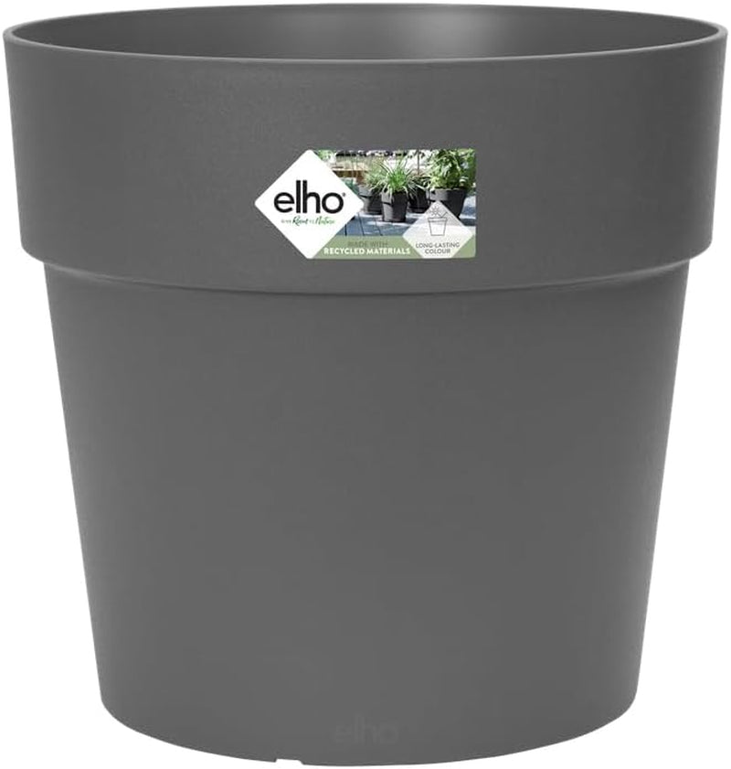 elho Vibia Straight Round 25 - Ghiveci de flori pentru exterior - Ø 24,3 x H 23,2 cm - Gri/Beton viu