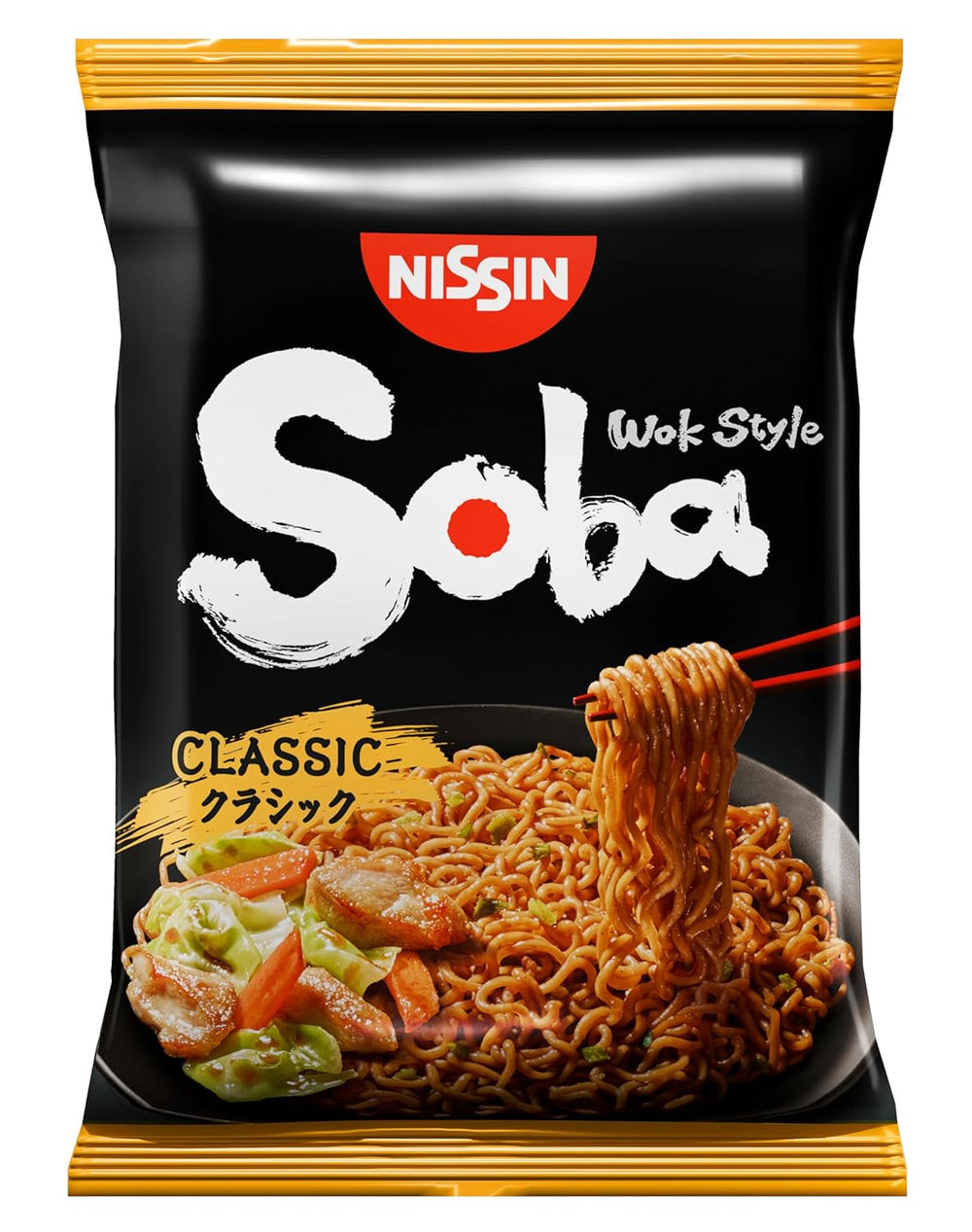 Nissin Bag Soba Noodles - Fideos instantáneos japoneses clásicos, paquete de 9 estilo wok con salsa Yakisoba, comida asiática de cocción rápida (9 x 109 g)