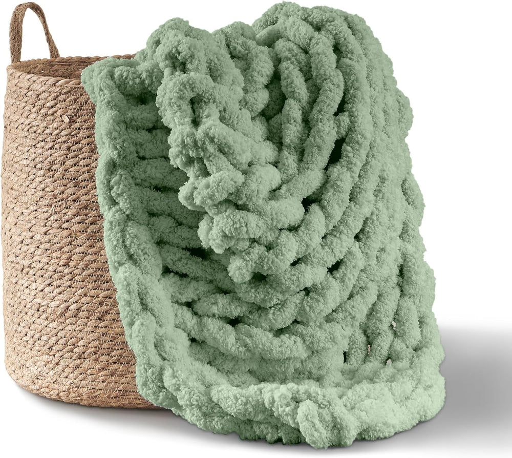 Manta de punto grueso, manta, 100% tejida a mano con hilo de chenilla jumbo (127 X 152,4 Cm, gris lila) Camas y Mantas Adyrescia Saludos 50 "X60"