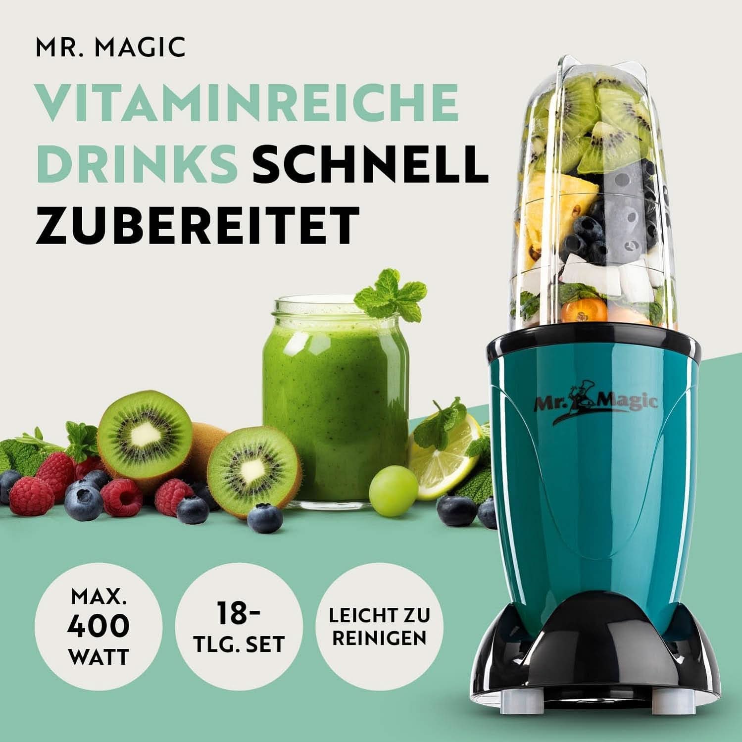 Gourmetmaxx Mr Magic Blender, Smoothie Maker cu pachet de accesorii Xxl Naty Shop
