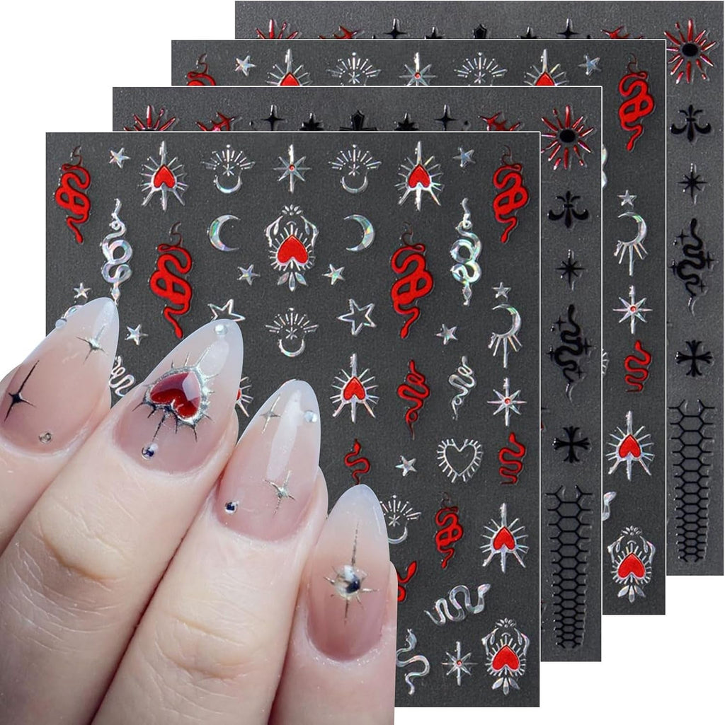 JMEOWIO Nagelsticker Mond Stern 10 Blatt Nail Art Sticker Selbstklebend Nagelaufkleber Dekoration Nageldesign Zubehör