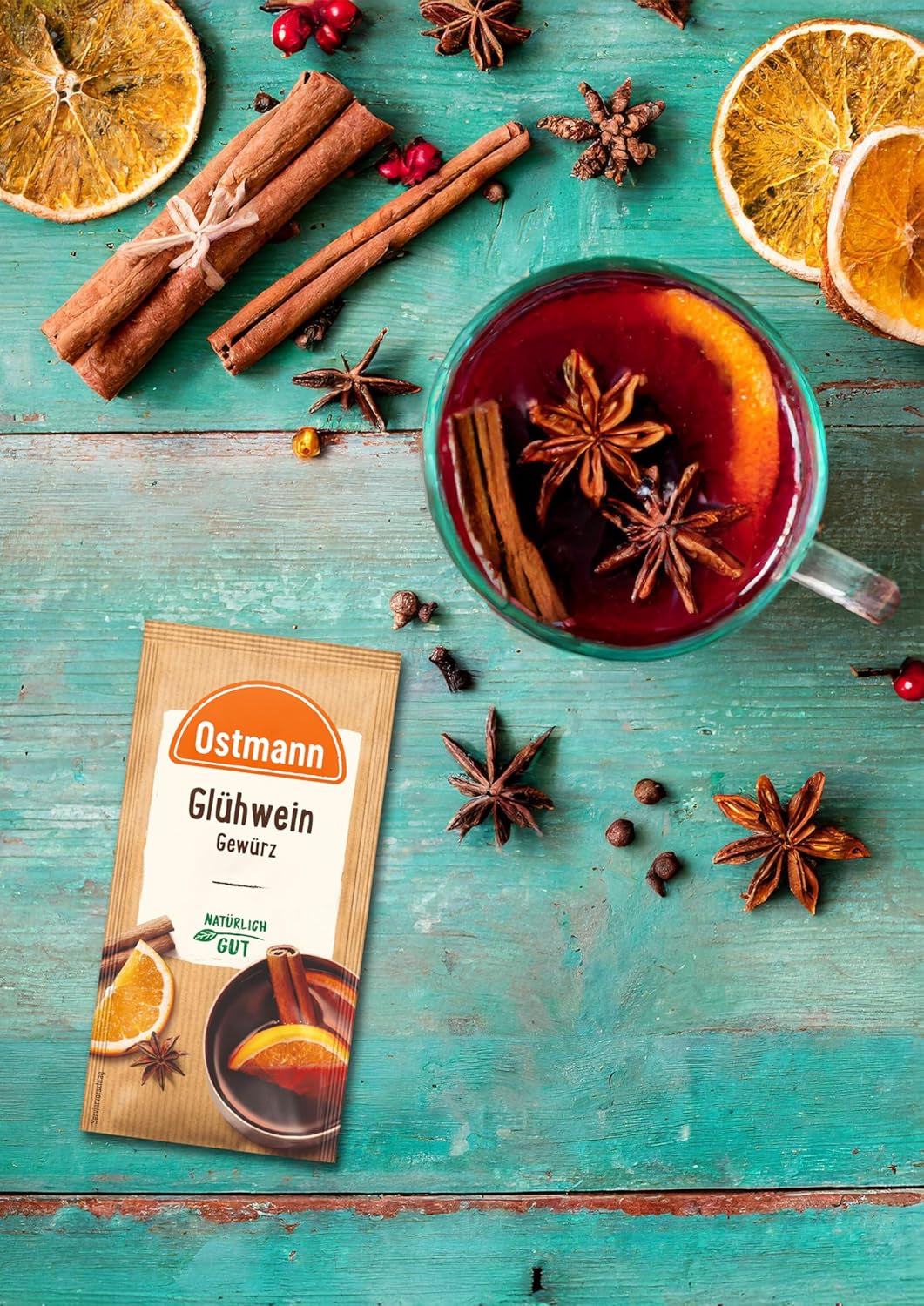 Ostmann Gewürze – Glühwein-Gewürz, Gewürzmischung für Glühwein, Punsch, Feuerzangenbowle & Kinderpunsch, ideal para el invierno y la Navidad, vegano, 12 g (1er paquete)
