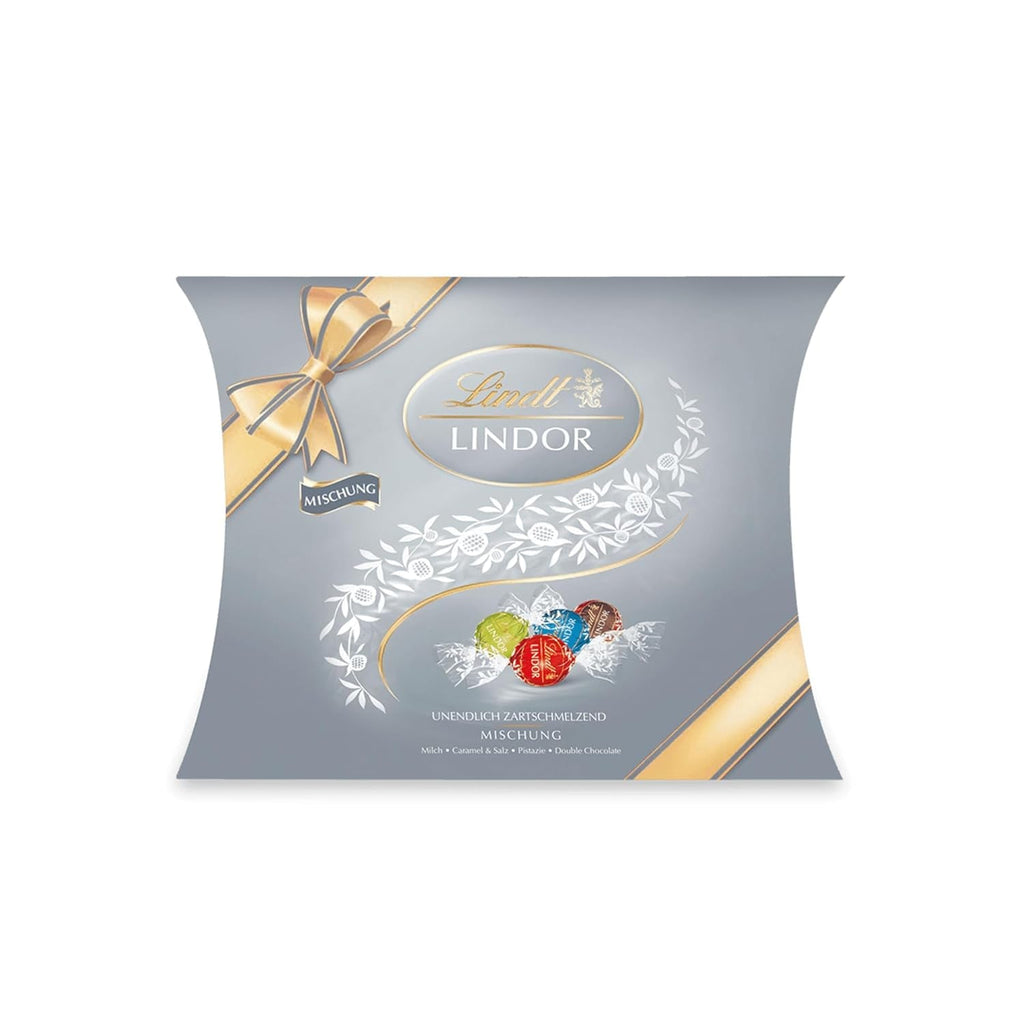 Lindt Chocolate LINDOR Mixture Silver, 26 sfere din ciocolata cu umpluturi diverse, 325 grame Bomboane de Ciocolata Naty Shop Amestec - Argintiu (150 grame)