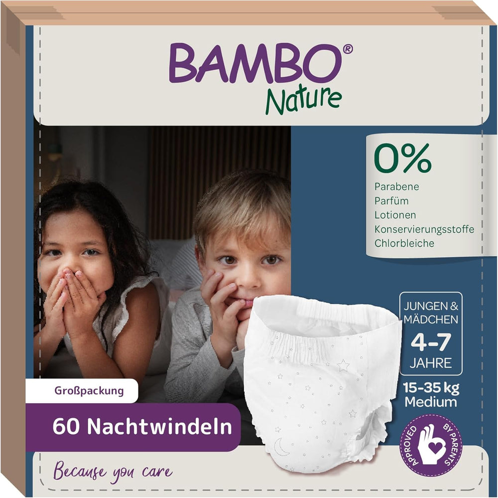 Pañales extraíbles nocturnos Bambo Dreamy, grandes (35-50 kg/77-110 lb), paquete de 10 | Pañales pull-up para niños | Ropa de dormir ultraabsorbente para mojar la cama