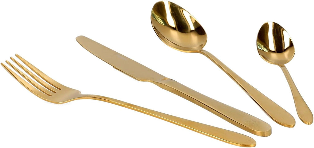 HOMLA Abele Besteckset Für Vier Personen 16-Teilig Edelstahl Hygienisch Elegant Leicht Zu Reinigen Gold Bucatarie Naty Shop Golden