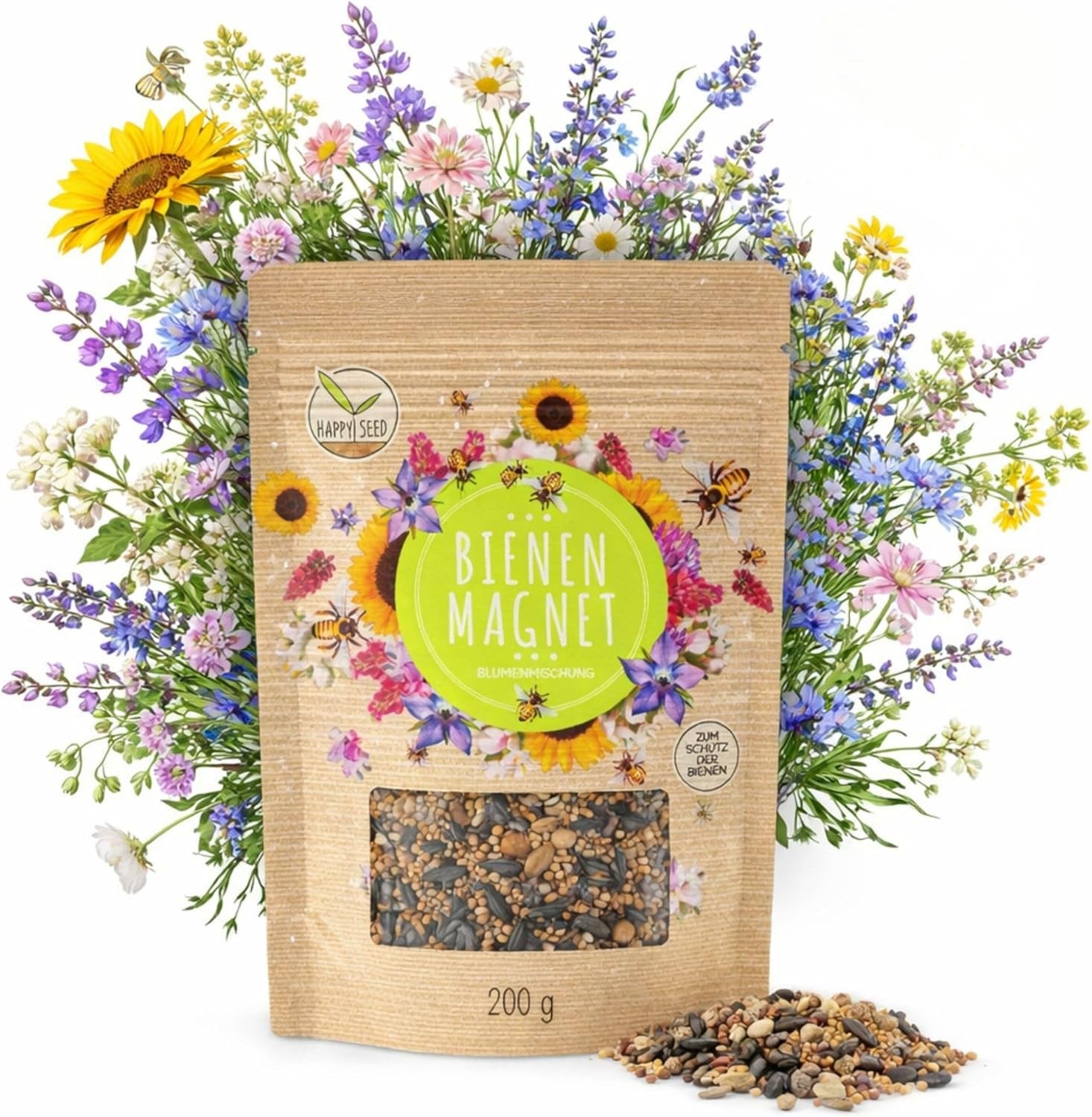 100 g de semillas de flores silvestres para un colorido pasto de abejas: mezcla de semillas de flores silvestres vibrantes y ricas en néctar para abejas y mariposas (incluye libro electrónico GRATIS)