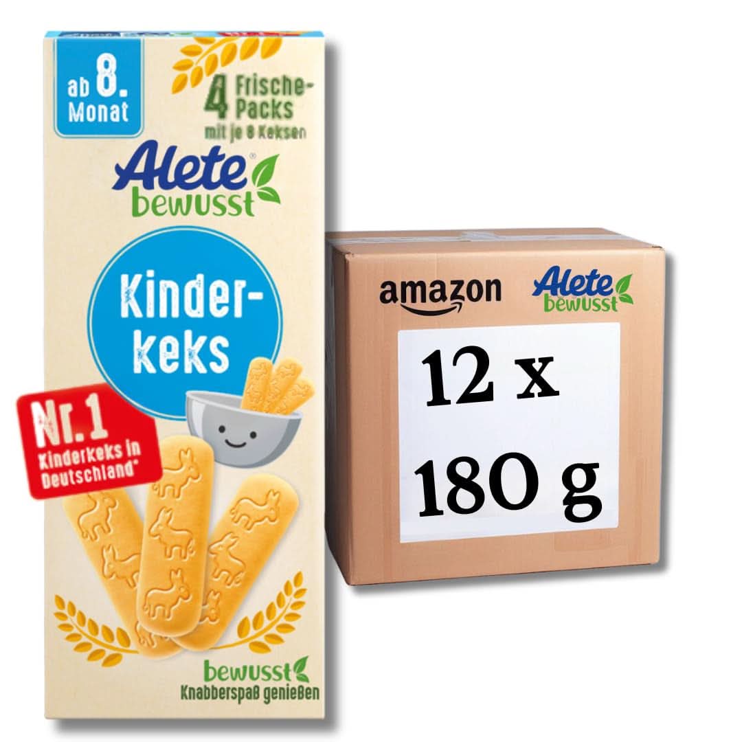 Alete, Galletas para niños, a partir del 8º mes, con mantequilla de trigo, 180 g Madre e Hijo Naty Shop Bax 12 x 180 gramos