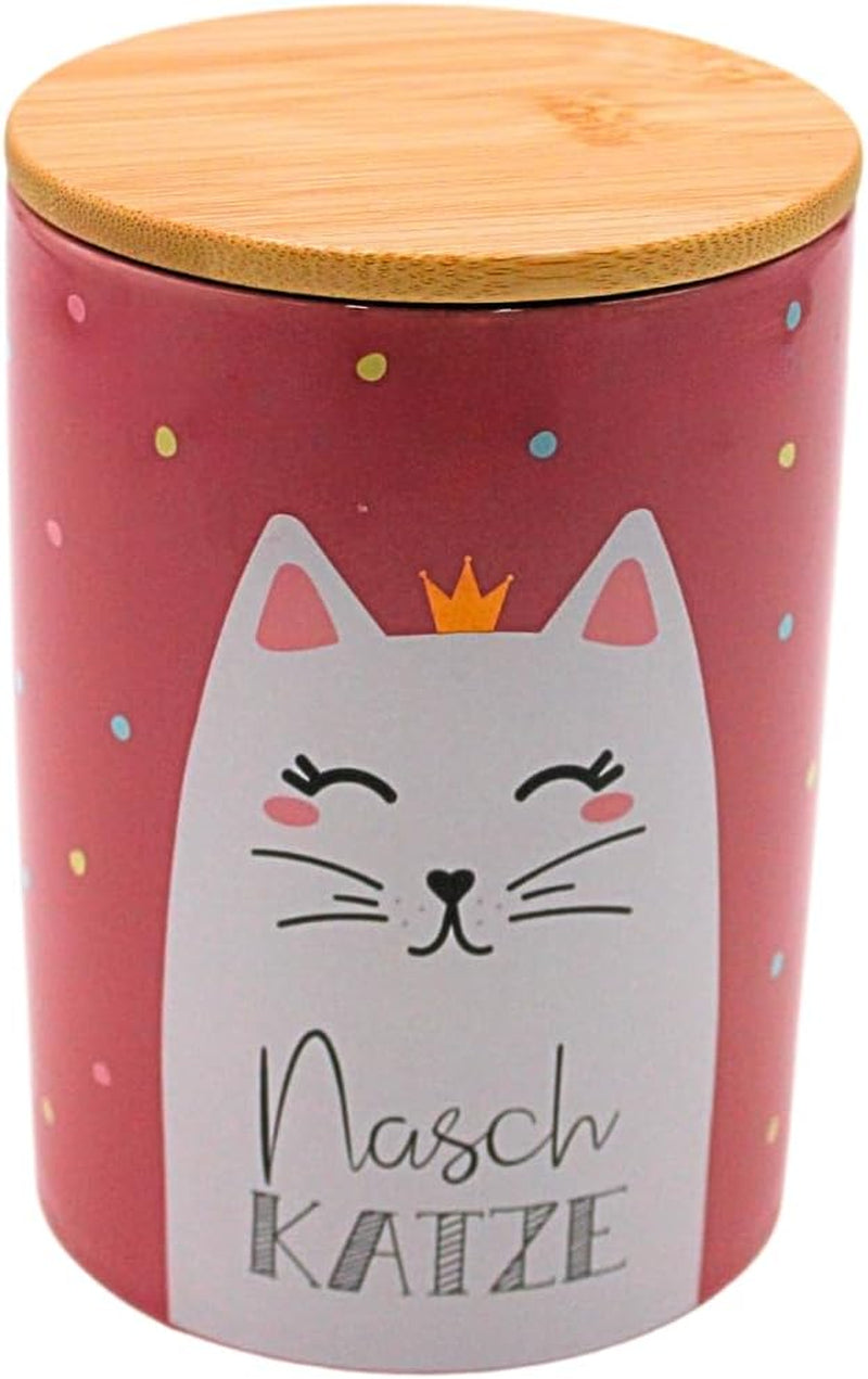 Dekohelden24 Cutie ceramică elegantă pentru depozitare/cafea/alimente proaspete/biscuit Hüftgold. Motivul: leneș. Dimensiuni: H/Ø 15,6 x 11 cm. Cutii depozitare alimente Naty Shop Pisică