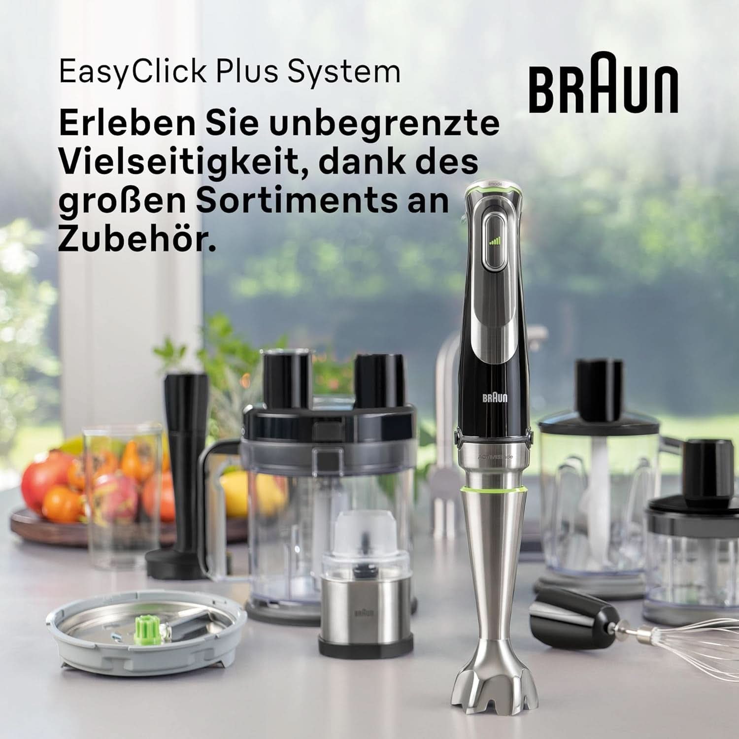 Braun Multiquick 9 MQ 9147X - Batidora 5 en 1 con batidora de pie, aufsatz, zerkleinerer, kartoffel- & gemüsestampfer & schneebesen, Stufenlose Geschwindigkeitsenstellung, 1200 W, Schwarz/Edelstahl Cocina Naty Shop