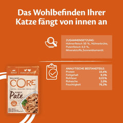 Wellness CORE Purely Paté 24 x 85g, Pui și Curcan – Hrană umedă pentru pisici, pate fin, fără cereale, natural, hipoalergenic, bogat în proteine, conținut ridicat de carne