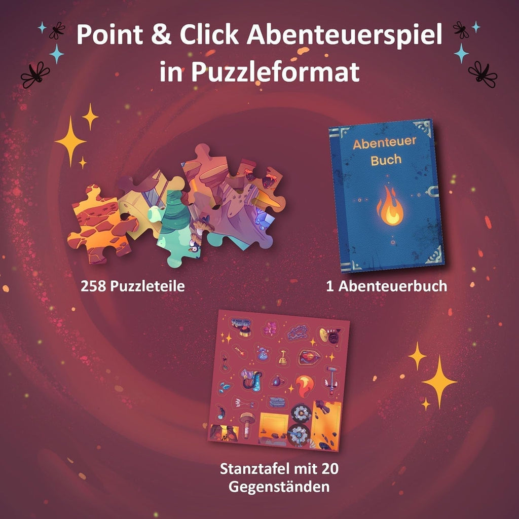 KOSMOS 684853 Puzzle de aventură în Den Tiefen Des Vulkans, 258 piese, Puzzle interactiv de aventură pentru copii cu vârsta de peste 8 ani, Descoperă o poveste de aventură cu fiecare piesă de puzzle Puzzle Naty Shop
