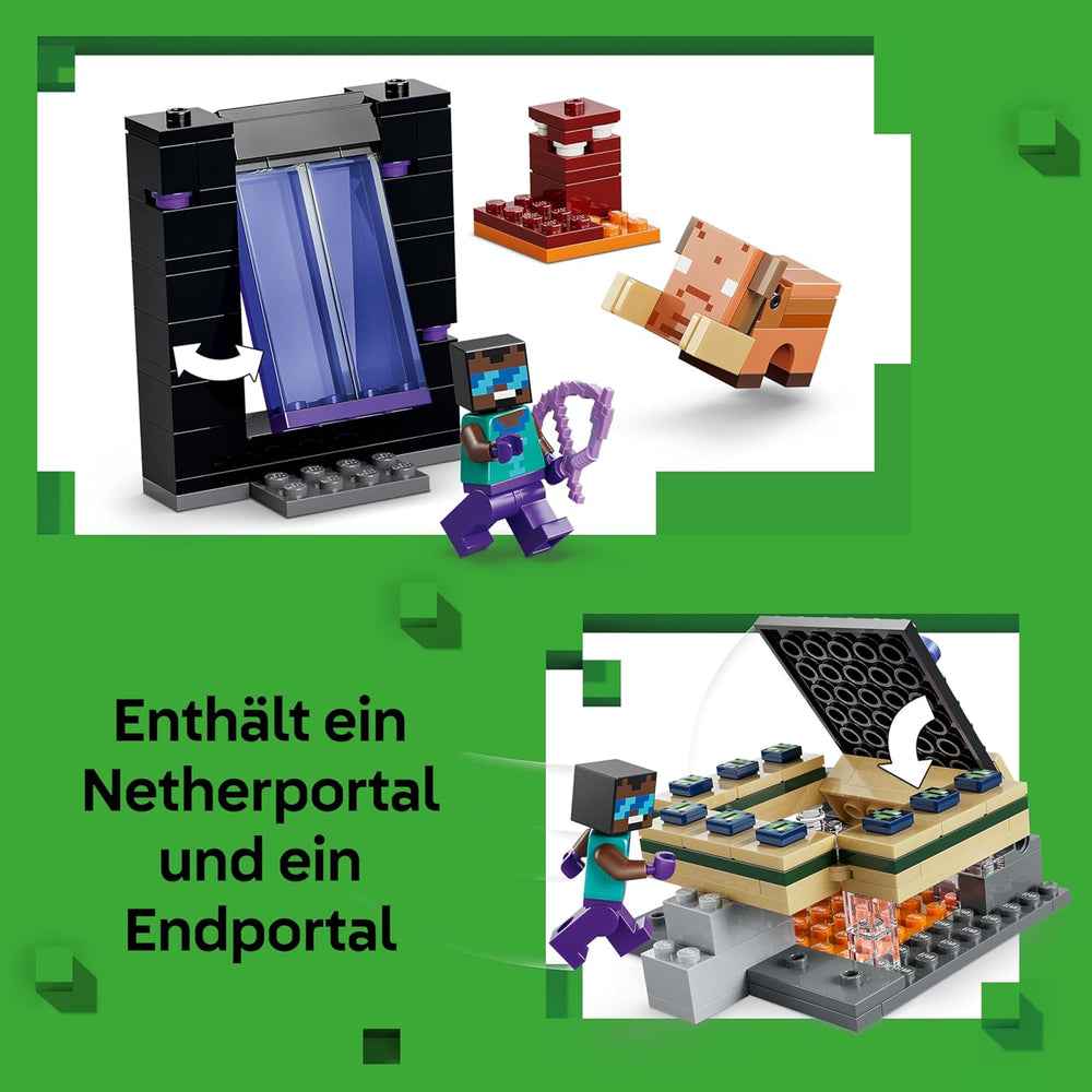 LEGO Minecraft Reise durch Nether and Endportal - Kinder Spielzeug mit Helden, Enderman and Baby Hoglin Figuren - Set mit Minecraft Figur - Gamer Geschenk für Jungen and Mädchen ab 7 Jahren - 21584
