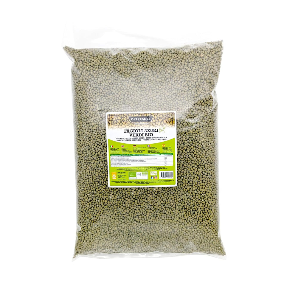 Frijoles Azuki Verdes Ecológicos, 5kg, Legumbres Secas de Cultivos Ecológicos Controlados, Ideales para Sopas, Ensaladas y Recetas Veganas y Vegetarianas, Pack Económico