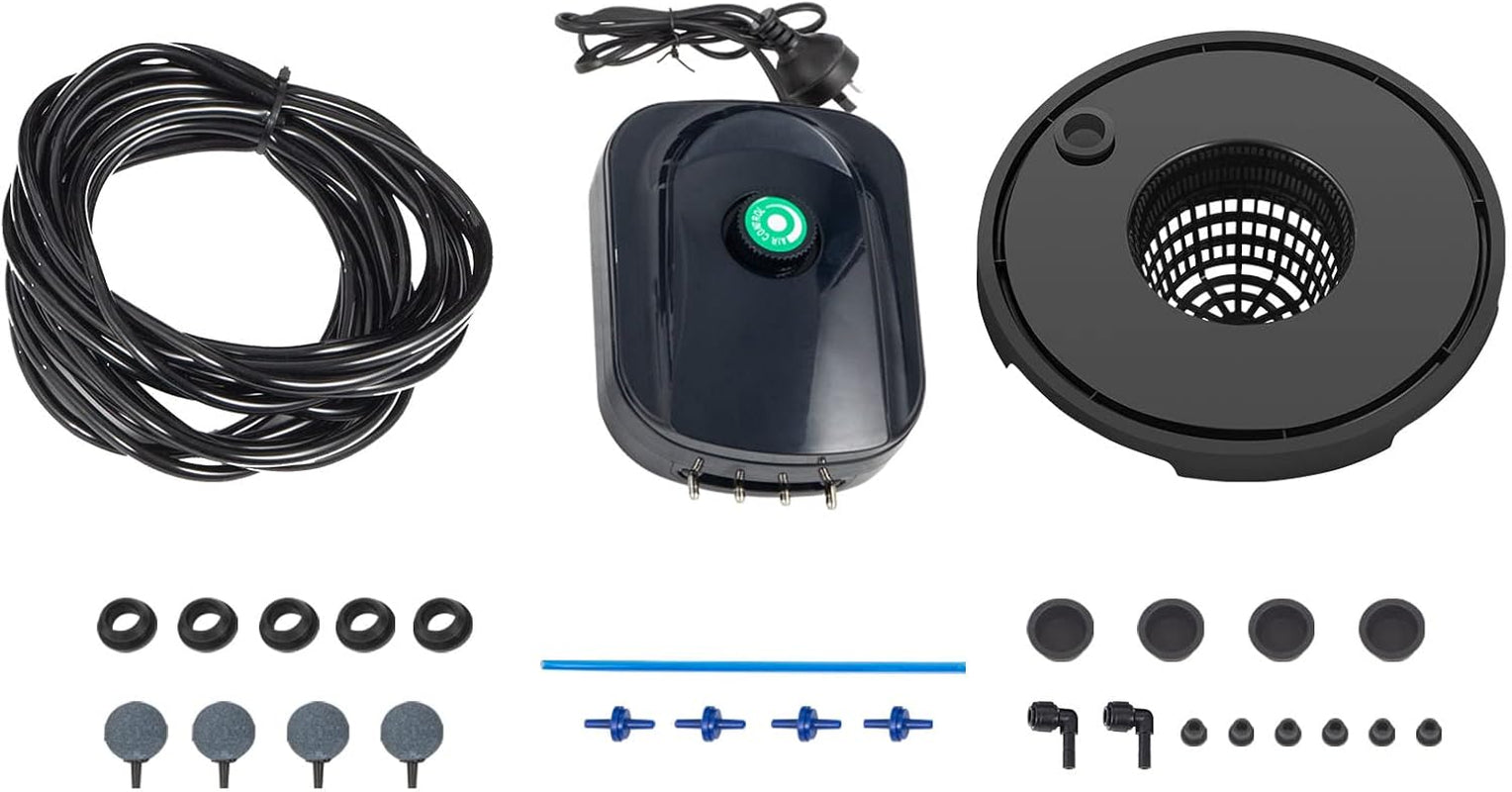 VEVOR DWC Sistema de Cultivo Hidropónico, Sistemas de Cultivo Hidropónico, Cultivo en Aguas Profundas 4 Cubos de 20 Litros, Sistema DWC con Bomba de Aire, Piedras de Aire e Indicador de Nivel de Agua para Vegetales de Hoja