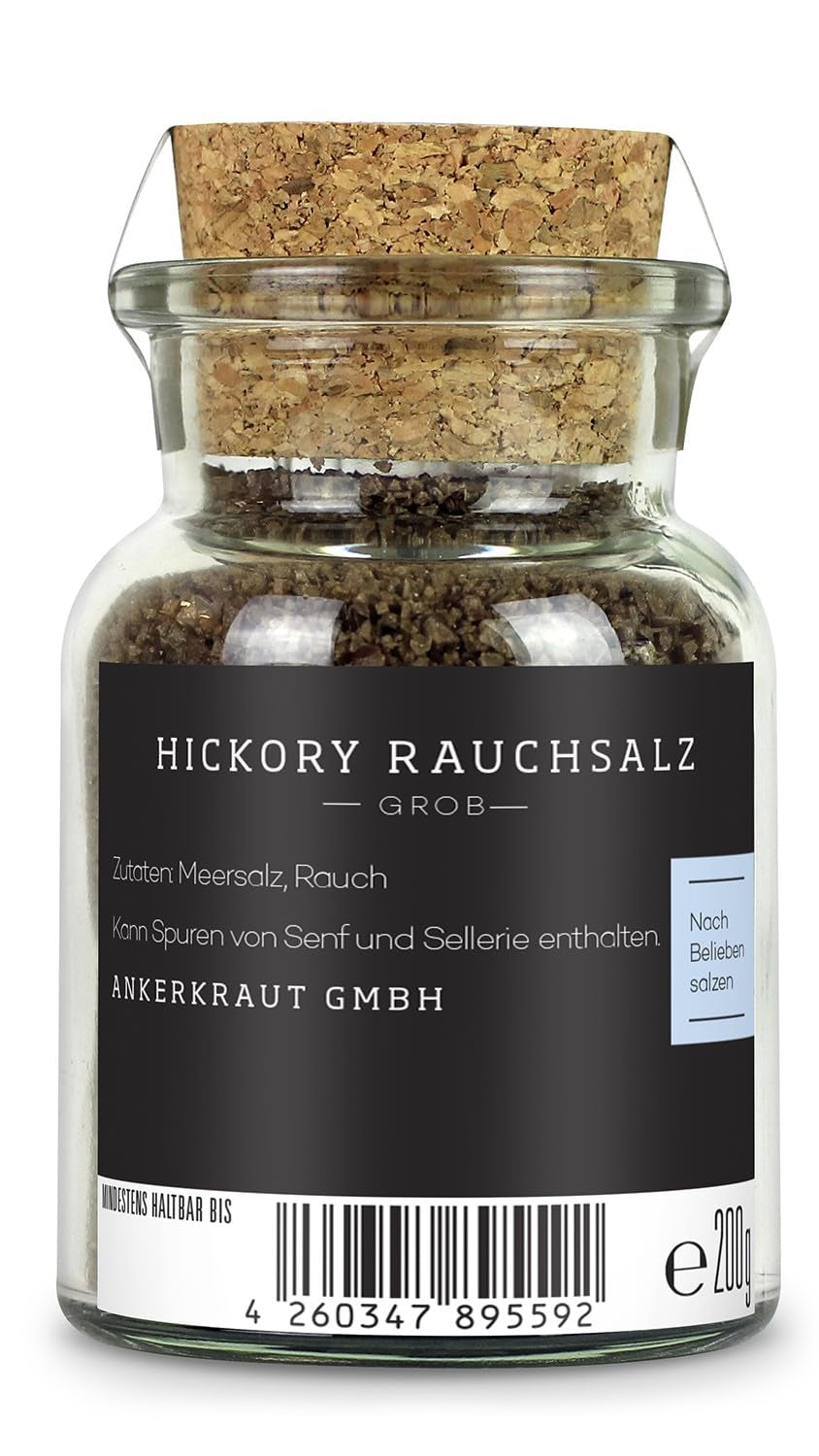 Ankerkraut Hickory Rauchsalz, echtes Rauchsalz aus den USA, 75 g en Korkenglas
