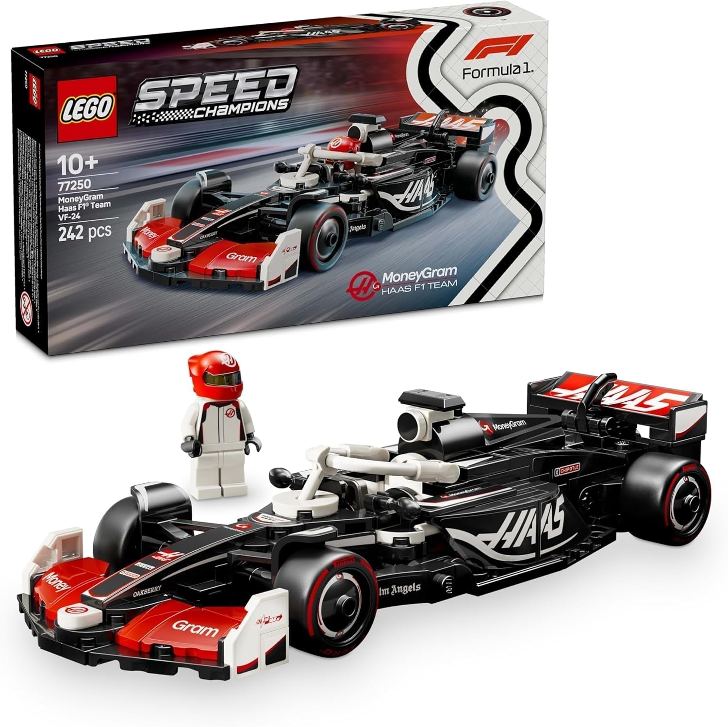 LEGO Speed Champions Coche de carreras Mercedes-Amg F1 W15 - Minifigura de juguete de Fórmula 1 - Modelo de coche para coleccionar y construir - Regalo para niños y niñas mayores de 10 años o fanáticos adultos 77244 Juegos de construcción Besuche den LEGO-Store Moneygram Haas F1 Team Vf-24 Race Car 77250