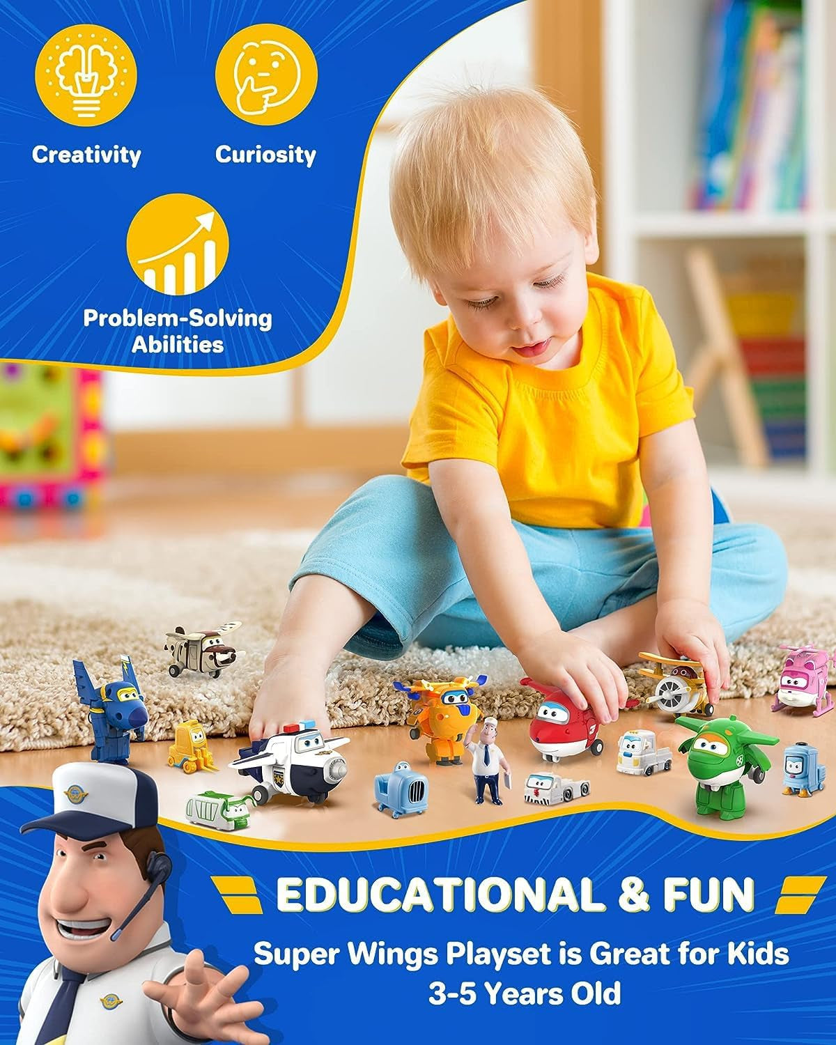 Super Wings Transform-A-Bots World Airport Crew - Seria 1 - Crew Collector's Pack - 15 figuri de jucărie - Figuri de 5,1 cm Action figures Naty Shop