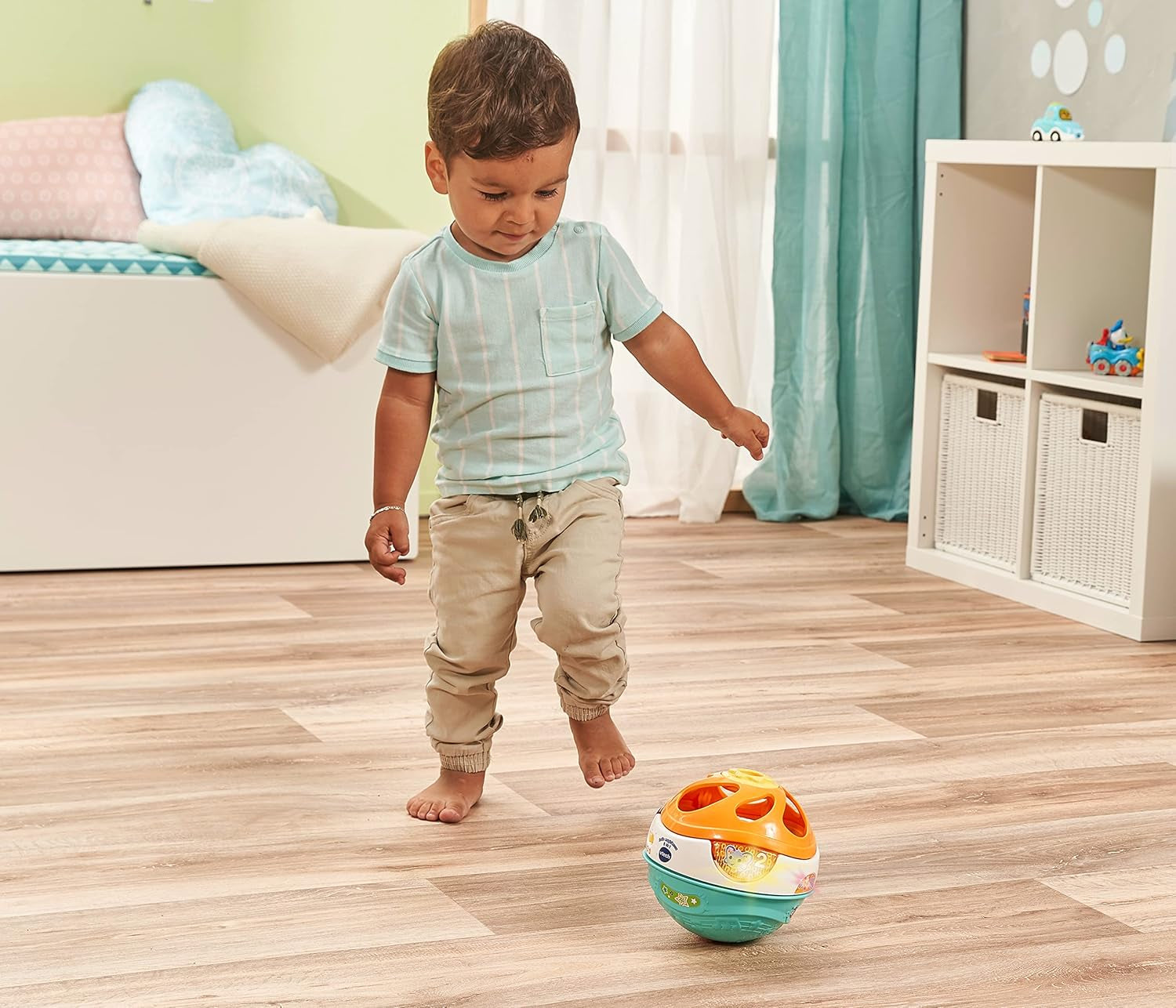 Vtech Baby 3-in-1 Magic Music Ball Jucărie interactivă pentru copii care se mișcă singură și redă muzică Pentru copii cu vârsta cuprinsă între 9-36 luni, colorată Jucarii Bebe Naty Shop