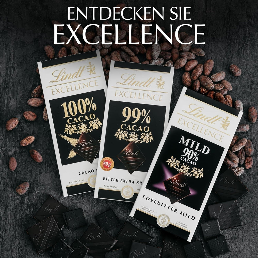 Lindt EXCELENCIA 99% Kakao - Edelbitter-Chocolate | Tafel 50 G | Chocolate amargo extra kräftige | Intensificador Kakao-Geschmack | Chocolate amargo | Schokolade vegana | Tienda Schokoladengeschenk Naty