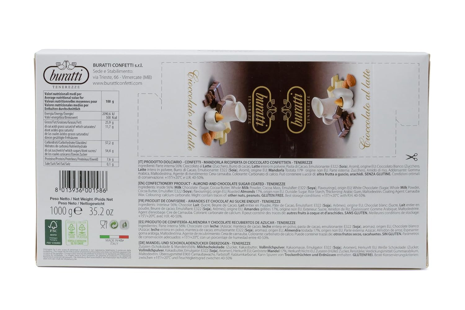 Almendras cubiertas con chocolate blanco Tenerezze, 1 pieza