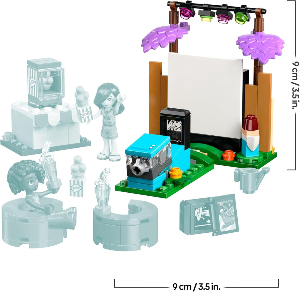 LEGO Friends Noche de Película de la Amistad, juguete para niñas mayores de 6 años - incl. 2 minimuñecos, una pantalla y un proyector de ladrillos luminosos - Set de construcción creativa - 42642