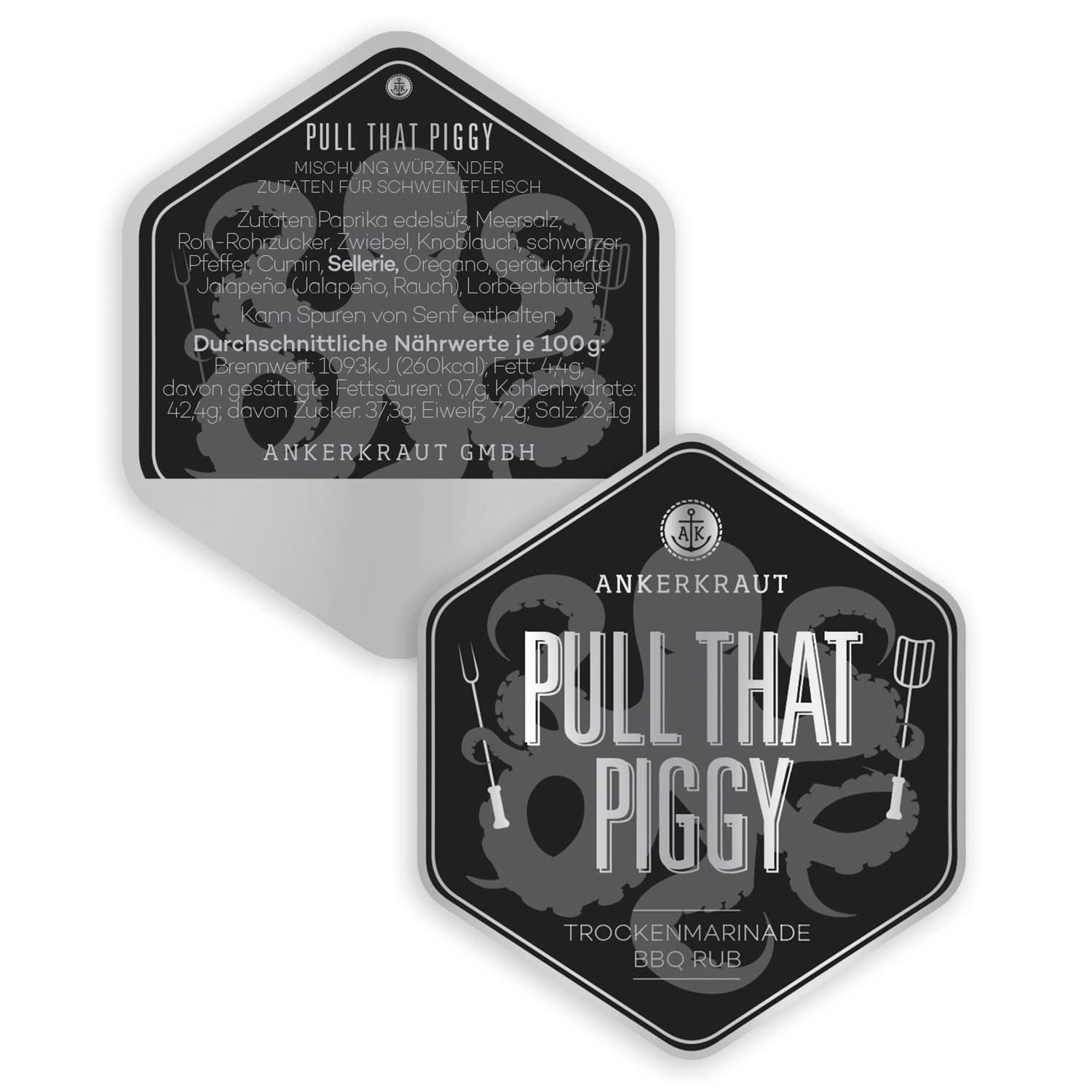 Ankerkraut Pull that Piggy, cerdo desmenuzado BBQ-Rub, Gewürzmischung zum Grillen, 220 g im Streuer