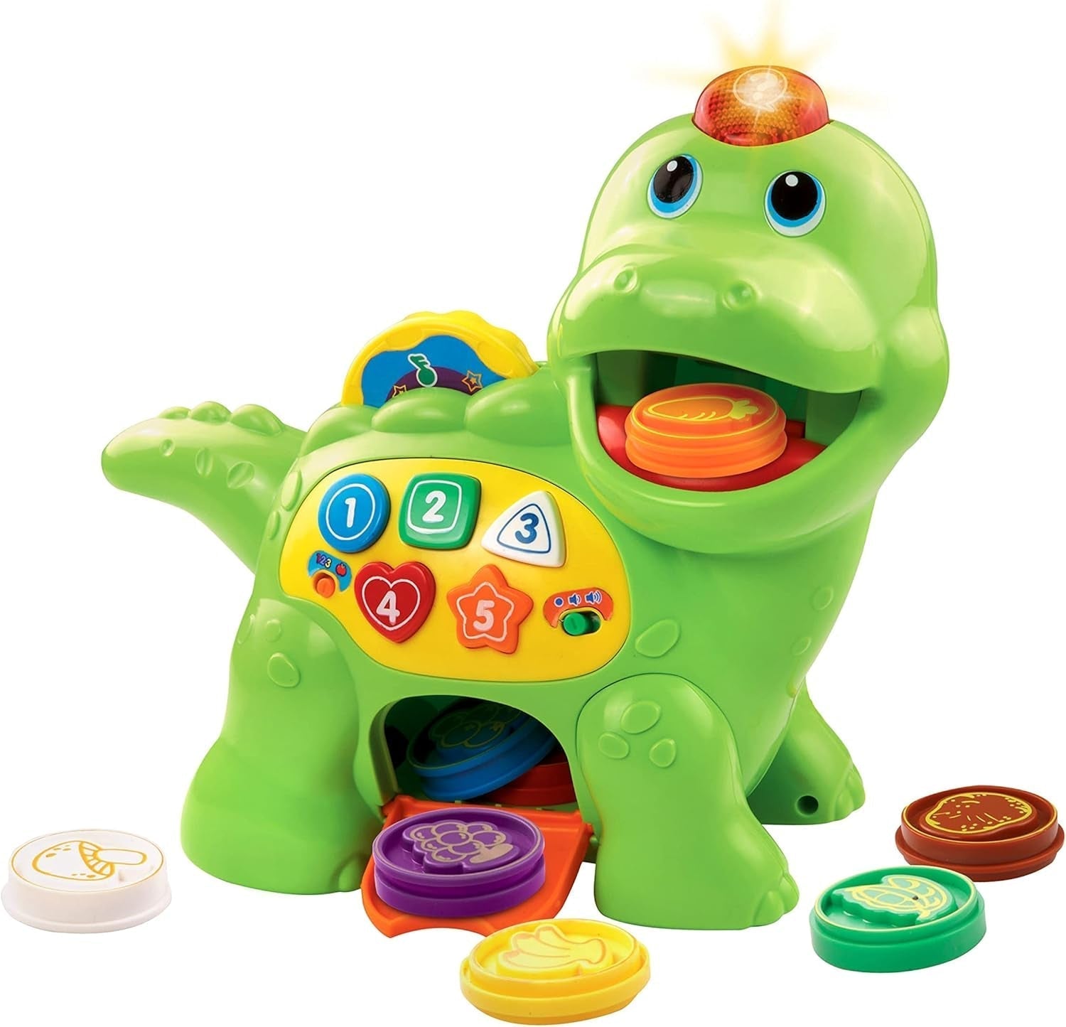 Vtech Baby Feed Me Dino - Dinozaur vorbitor pentru hrănire și învățare, cu cântece, butoane și joc de întrebări - Pentru copii cu vârsta cuprinsă între 12-36 luni Jucarii Bebe Naty Shop Singur