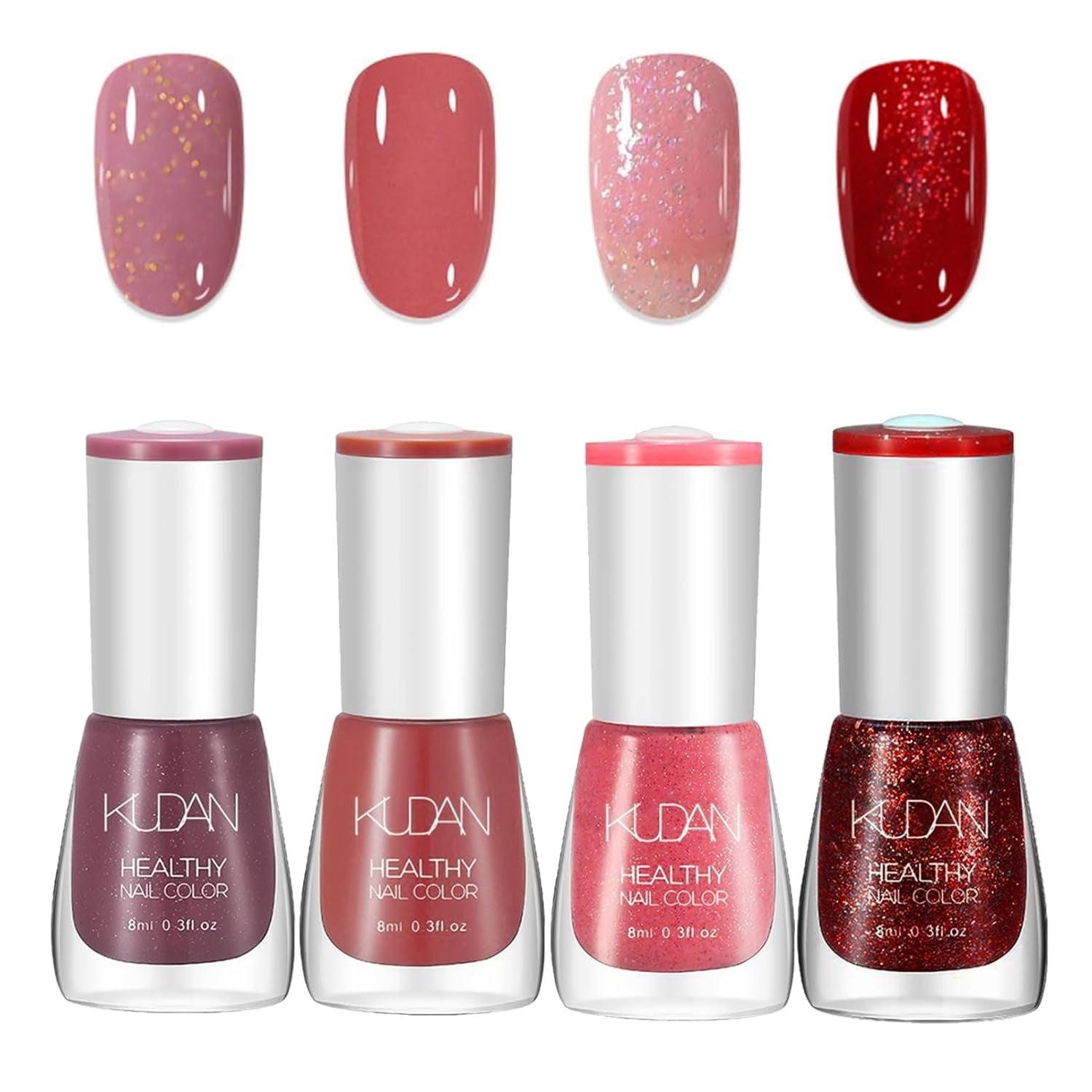 Juego de esmaltes de uñas de 4 piezas – Esmalte de uñas a base de agua de larga duración y secado rápido – Esmalte de uñas para diseño de uñas DIY (juego de 4 piezas de estilo normal desnudo)