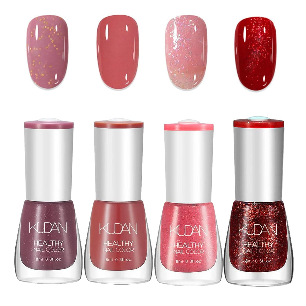 Juego de esmaltes de uñas de 4 piezas – Esmalte de uñas a base de agua de larga duración y secado rápido – Esmalte de uñas para diseño de uñas DIY (juego de 4 piezas de estilo normal desnudo)