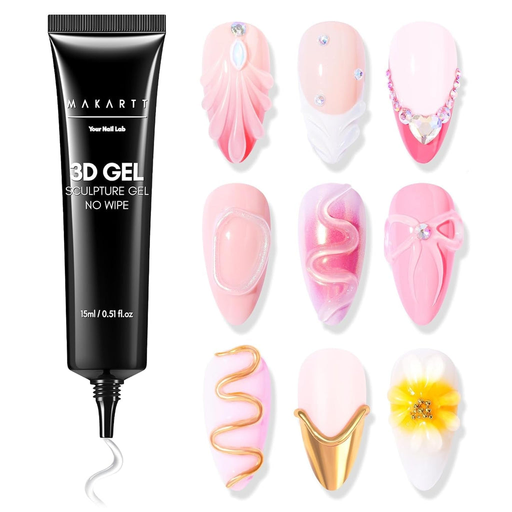 Makartt 3D Gel Nail Art - Gel Lipici Stras 15G pentru Brelocuri Unghii, Gel Sculptură Unghii Multifuncțional pentru Design Unghii DIY, Sculptură Unghii Modelare Unghii Acasă (Transparent)