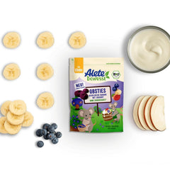 Otros Bewusst Obsties, Arándanos y Plátano con Yogur, A partir de 3 años, chips de frutas ecológicas liofilizadas, 20 gramos Madre e Hijo Naty Shop