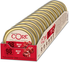 Wellness CORE 98% 12 x 85g, Vită – Hrană umedă pentru pisici, pate gros, fără cereale, natural, hipoalergenic, bogat în proteine, conținut ridicat de carne