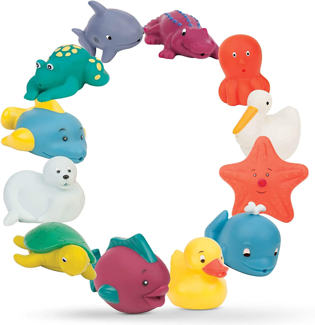 Battat 12-piese jucărie de baie jucărie pentru copii animale de apă pentru cadă - Bath Buddies pentru copii de la 10 luni - rață de jucărie pentru cadă și multe altele Jucarii Bebe Naty Shop Titlu implicit