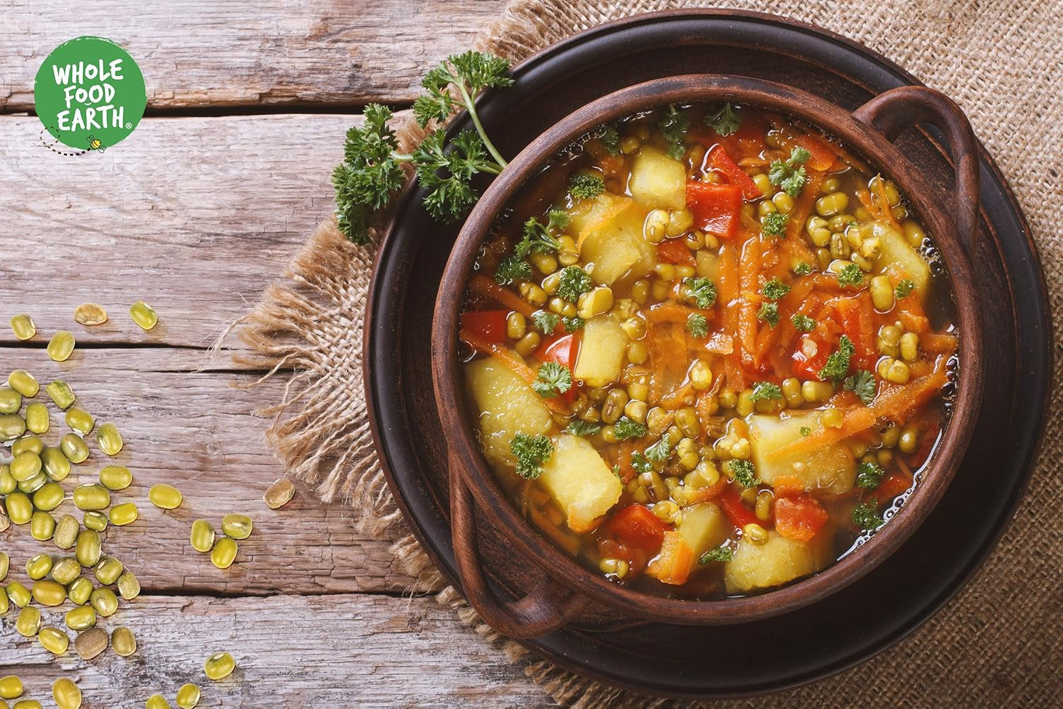 Wholefood Earth Frijoles Mungo Orgánicos 2kg | Sin OGM | Vegano | Rico en fibra | Rico en proteínas | Certificado orgánico