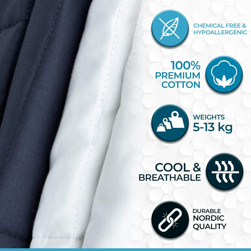 Manta lastrada para adultos Polar Night 150 X 200 Cm, 9 Kg - Manta lastrada para sueño profundo, manta pesada, manta terapéutica fabricada en 100% microfibra, manta relajante Edredón Oeko-Tex® 100 Camas y Mantas Estándar Polar Night