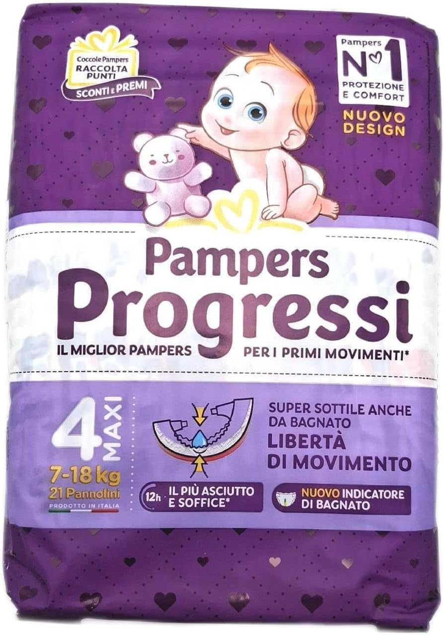 Pañales Pampers Progressi Maxi + 500 puntos de abrazo extra, talla 4 (7 – 18 kg), 126 pañales (talla estándar)